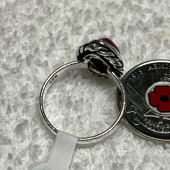 🌈ethnic style red cabochon style stone ring, 925 - Picture 7 of 12